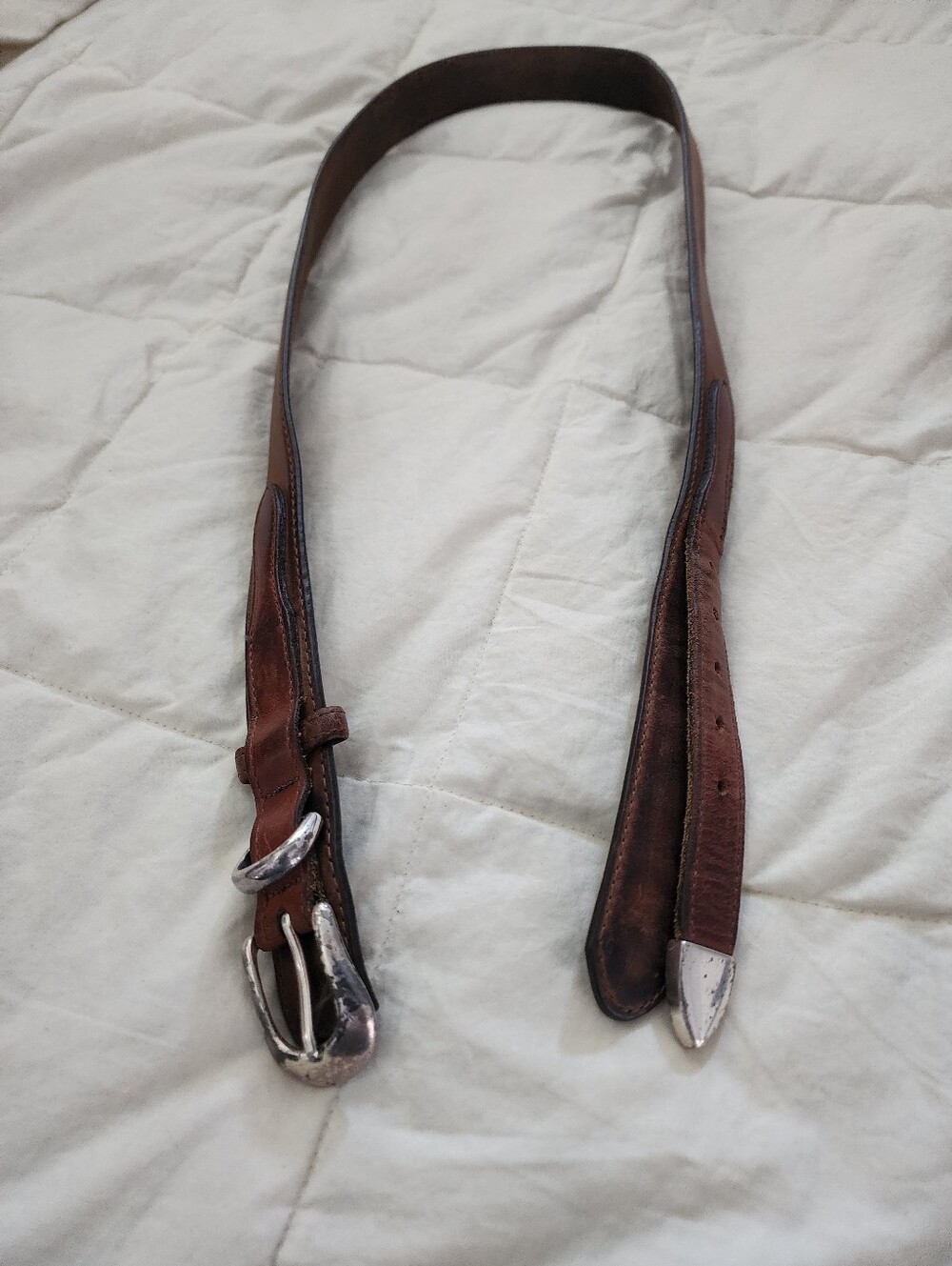 Vintage Mens Orvis Brown Leather Belt Bag with Silver Hardware Size 36